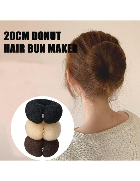 2 Piezas Creador de Moños Donut QUUPY 20cm Nylon Beige 2 Piezas Creador de Moños Donut QUUPY 20cm Nylon Beige