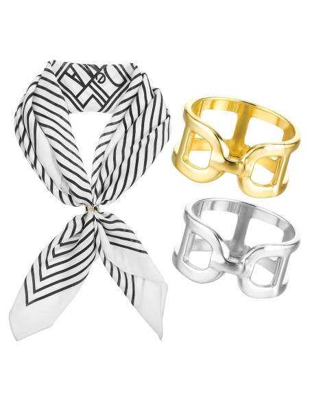 Anillos de Bufanda Bremorou 2 Pcs Oro Plata Elegantes Anillos de Bufanda Bremorou 2 Pcs Oro Plata Elegantes
