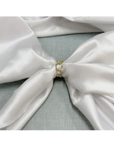 Anillo Broche de Bufanda de Seda Oro con Cadena de Enlace 1x2.3cm