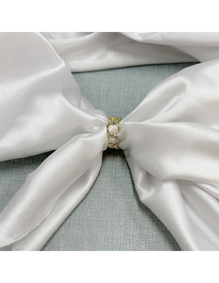 Anillo Broche de Bufanda de Seda Oro con Cadena de Enlace 1x2.3cm Anillo Broche de Bufanda de Seda Oro con Cadena de Enlace 1x2.3cm