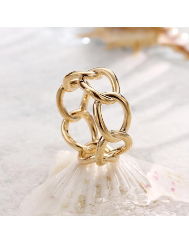 Anillo Broche de Bufanda de Seda Oro con Cadena de Enlace 1x2.3cm