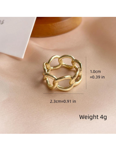 Anillo Broche de Bufanda de Seda Oro con Cadena de Enlace 1x2.3cm