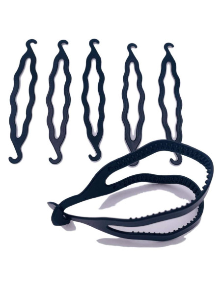 Juego de 6 Creadores de Moño de Cabello UPSTORE - Plástico Negro Juego de 6 Creadores de Moño de Cabello UPSTORE - Plástico Negro