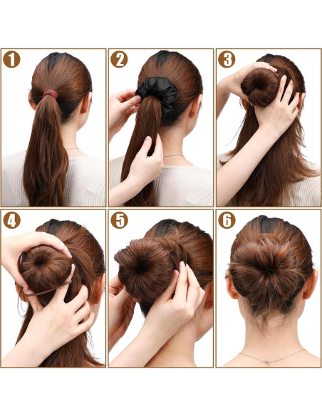 4 Donuts de Satén para Moño de Cabello Yuxung - Negro 4 Donuts de Satén para Moño de Cabello Yuxung - Negro