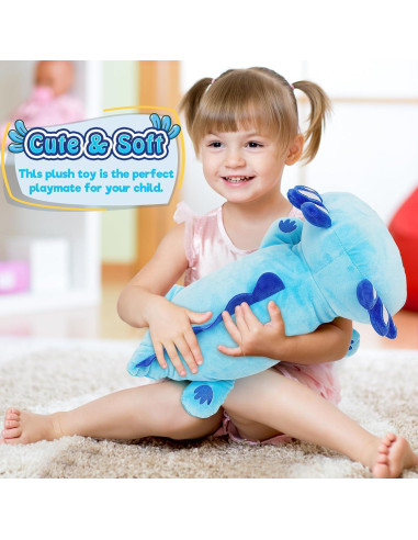 Peluche Axolote Azul Officygnet 33 cm Suave Kawaii