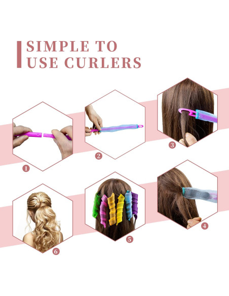 30 Rulos de Pelo Sin Calor Essenergi - Estilo Espiral 30 cm 30 Rulos de Pelo Sin Calor Essenergi - Estilo Espiral 30 cm
