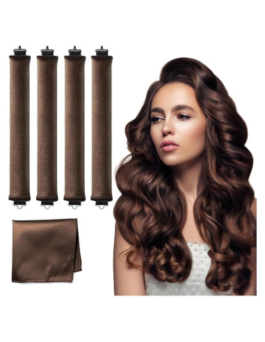Rizador de Cabello Sin Calor Terciopelo 5PCS Marrón