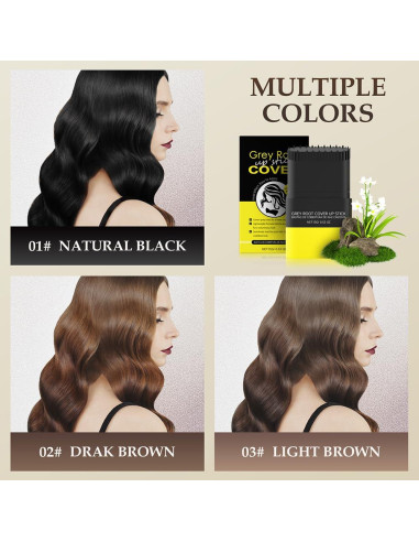Stick de Color de Cabello 2 en 1 OZDOZD Negro - Peine Incorporado