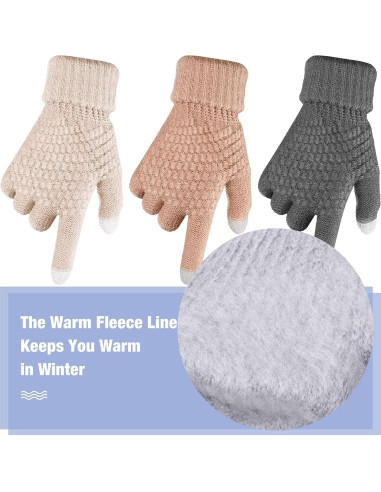 Conjunto de Orejeras de Lana y Guantes Táctiles para Mujer - Violeta