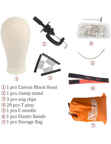 Cabeza de Maniquí de Lona XTREND 56 cm con Soporte para Peluca