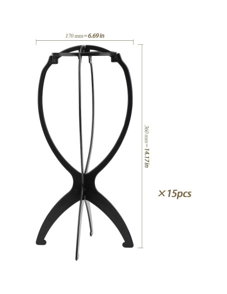 Paquete de 15 Soportes para Pelucas Plegables 35.5 cm Paquete de 15 Soportes para Pelucas Plegables 35.5 cm