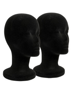 Cabeza de Maniquí de Espuma Negra 30.4 cm 2 Piezas Foraineam