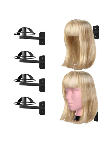 Soporte para Pelucas Lhysn - Set de 4 Piezas Montado en Pared