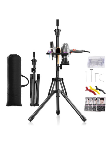 Soporte de Peluca Tripode Reforzado EBLIKI Ajustable 31-57 cm