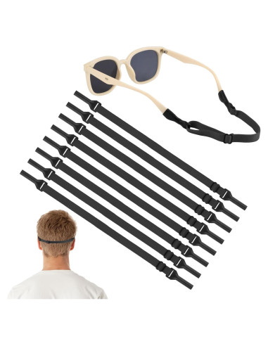 Correas para Gafas Opvixi 8 Pcs Ajustables 21-31 cm Negras