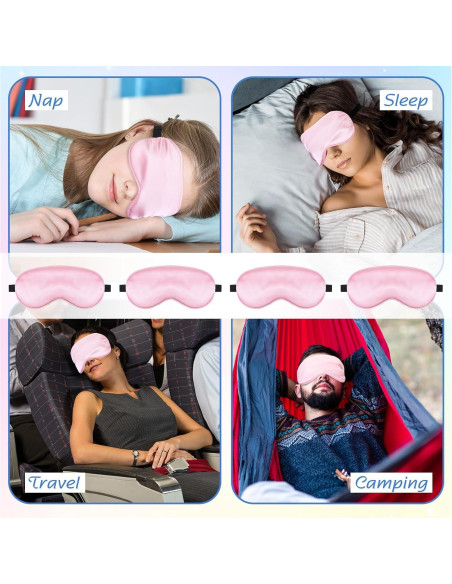 Máscara de Sueño de Seda BBTO 4 Pcs Ajustable Rosa Máscara de Sueño de Seda BBTO 4 Pcs Ajustable Rosa