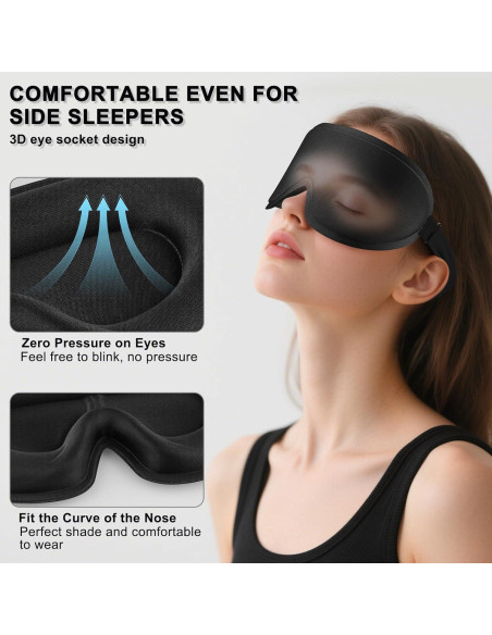Máscara de Sueño 3D Meliya Sin Presión para Ojos - Negro Máscara de Sueño 3D Meliya Sin Presión para Ojos - Negro