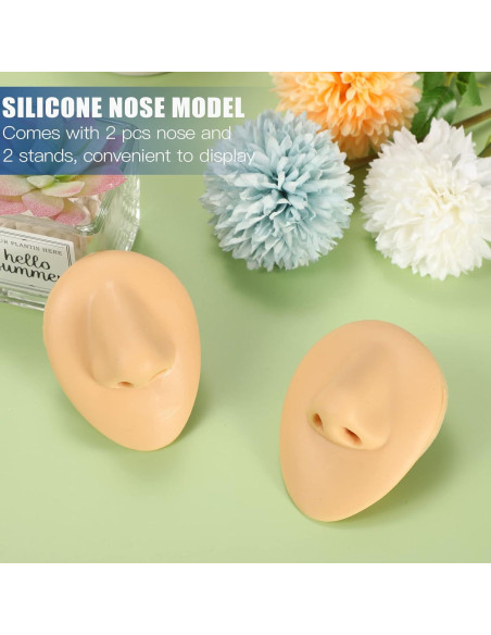2 Piezas Nariz de Silicona Realista con Soporte Acrílico 2 Piezas Nariz de Silicona Realista con Soporte Acrílico