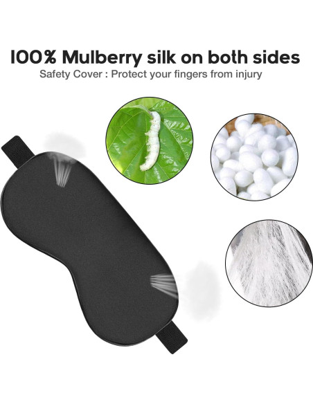 Máscara de Sueño de Seda Ukissim Ajustable Lavable - Negro Máscara de Sueño de Seda Ukissim Ajustable Lavable - Negro