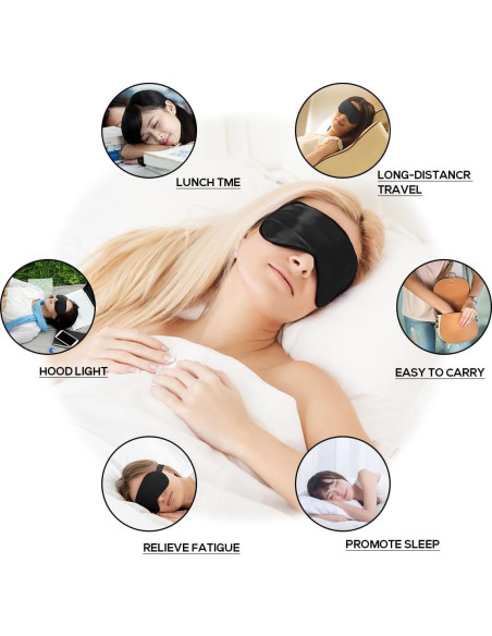 Máscara de Sueño de Seda Ukissim Ajustable Lavable - Negro Máscara de Sueño de Seda Ukissim Ajustable Lavable - Negro