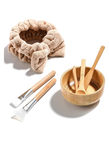 Juego de Cuencos para Máscara Facial JPNK 6 Piezas Marrón