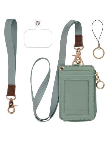 Porta Credencial 2 en 1 Mondo Designs Verde con Cordón