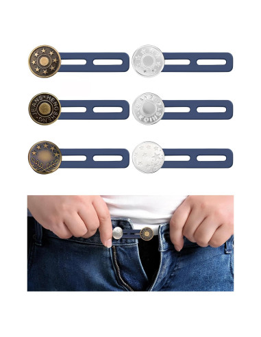 Extensores de Botones para Jeans Qi 6 PCS Ajustables Multicolor