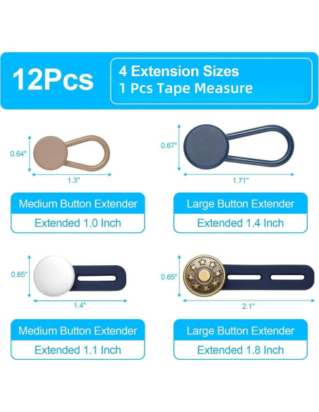 Extensores de Cintura para Pantalones EZJIAYOU - 12 Pcs Ajustables Extensores de Cintura para Pantalones EZJIAYOU - 12 Pcs Ajustables