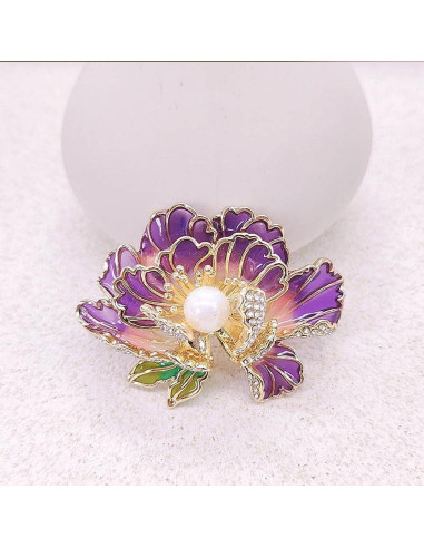 Broche de Flores Elegante GOGB PBDK con Circonios y Esmalte