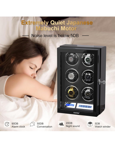 DUKWIN Winder para 6 Relojes Automáticos con Control Remoto