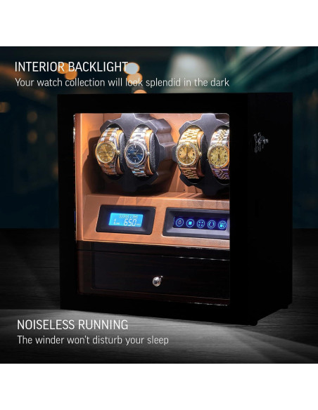 Reloj Winder Leader X205 para 4 Relojes con Luz LED Reloj Winder Leader X205 para 4 Relojes con Luz LED