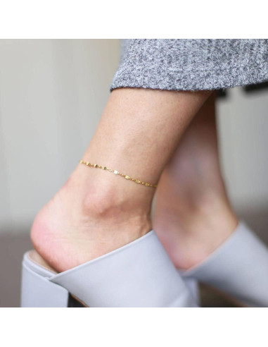 Brazalete de Tobillo Foyjoey Oro 18K Cadena Delicada 21.1 cm