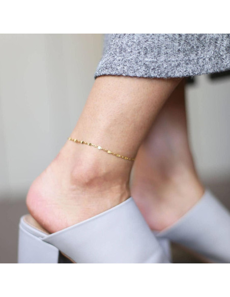 Brazalete de Tobillo Foyjoey Oro 18K Cadena Delicada 21.1 cm Brazalete de Tobillo Foyjoey Oro 18K Cadena Delicada 21.1 cm