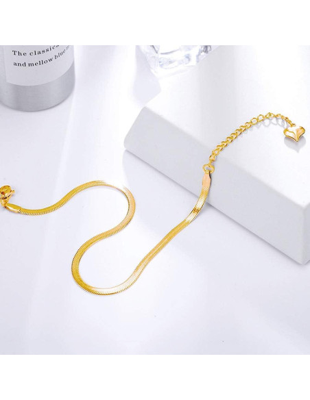 Tobillera de Oro 18K para Mujeres - Cadena de Serpiente Ajustable Tobillera de Oro 18K para Mujeres - Cadena de Serpiente Ajustable
