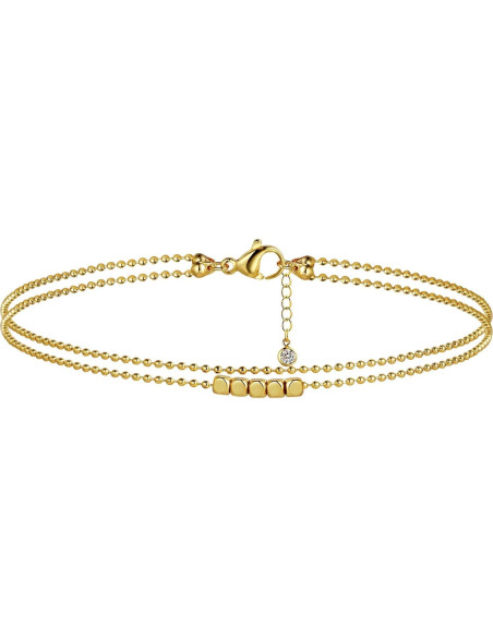 Tobilleras de Oro 18K Feskive con Perlas Dainty para Mujeres Tobilleras de Oro 18K Feskive con Perlas Dainty para Mujeres