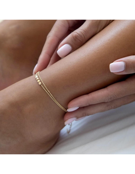 Tobilleras de Oro 18K Feskive con Perlas Dainty para Mujeres Tobilleras de Oro 18K Feskive con Perlas Dainty para Mujeres