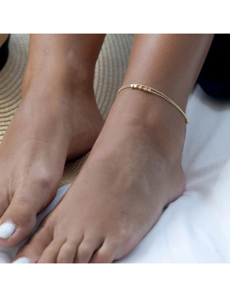 Tobilleras de Oro 18K Feskive con Perlas Dainty para Mujeres Tobilleras de Oro 18K Feskive con Perlas Dainty para Mujeres