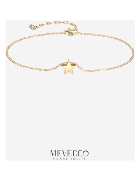 Tobillera de Oro 18K MEVECCO Ajustable con Zirconia Cubica Tobillera de Oro 18K MEVECCO Ajustable con Zirconia Cubica