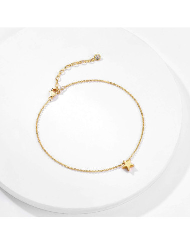 Tobillera de Oro 18K MEVECCO Ajustable con Zirconia Cubica