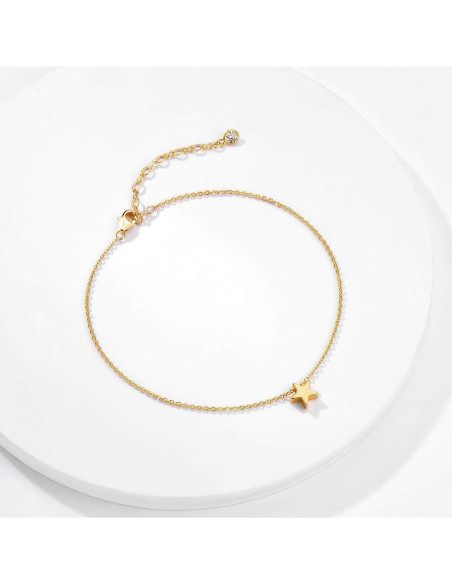 Tobillera de Oro 18K MEVECCO Ajustable con Zirconia Cubica Tobillera de Oro 18K MEVECCO Ajustable con Zirconia Cubica