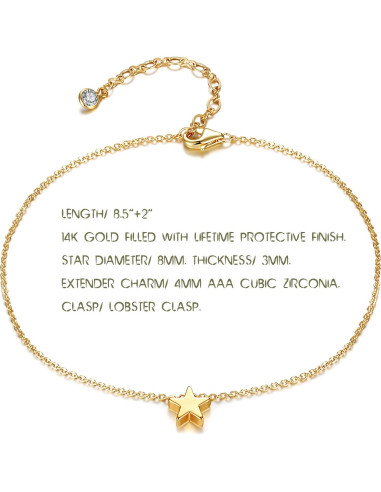 Tobillera de Oro 18K MEVECCO Ajustable con Zirconia Cubica