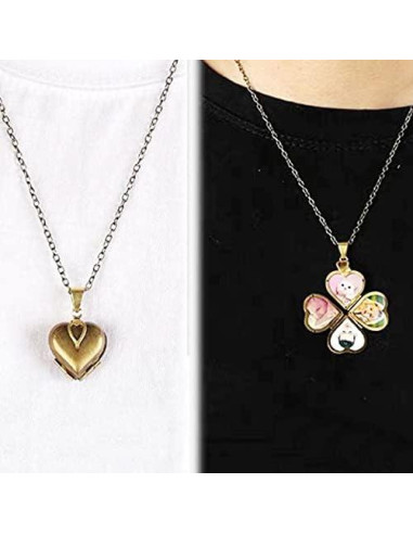 Collar Colgante Corazón Cuatro Hojas de Trébol Acxico