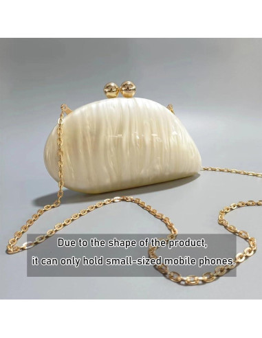 Bolso Clutch de Acrílico CUXVA en Forma de Concha Blanco Roto