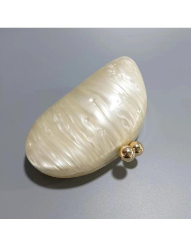 Bolso Clutch de Acrílico CUXVA en Forma de Concha Blanco Roto