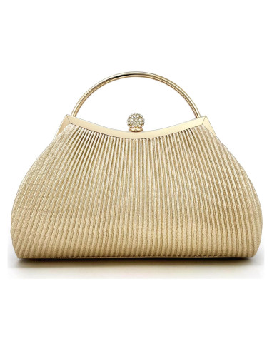 Bolso de Noche Clutch para Mujeres con Cadena Desmontable Dorado