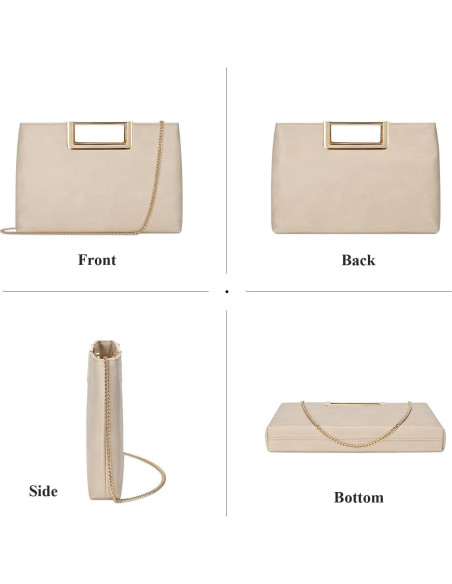 Bolso Clutch de Noche para Mujeres Beige - Cuero Vegano 31x20 cm Bolso Clutch de Noche para Mujeres Beige - Cuero Vegano 31x20 cm