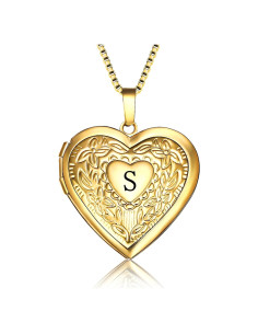 Collar medallón corazón Goking con letra S y fotos