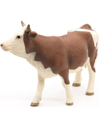 Figura de Vaca Simmental Papo - Realista y Pintada a Mano - 13x4x8 cm