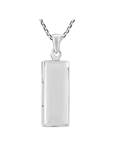 Collar Locket Rectangular Plata Esterlina AeraVida 45.72 cm