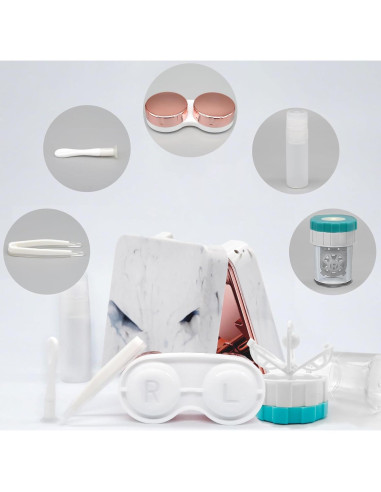 Estuche para Lentes de Contacto con Lavadora y Espejo Oro Rosa